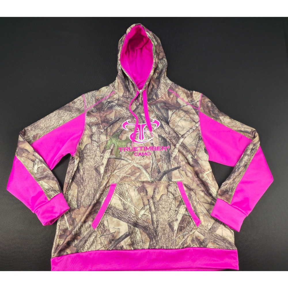 TrueTimber Camo Hoodie Women's XL Pink Hunting Pullover Hooded Sweatshirt